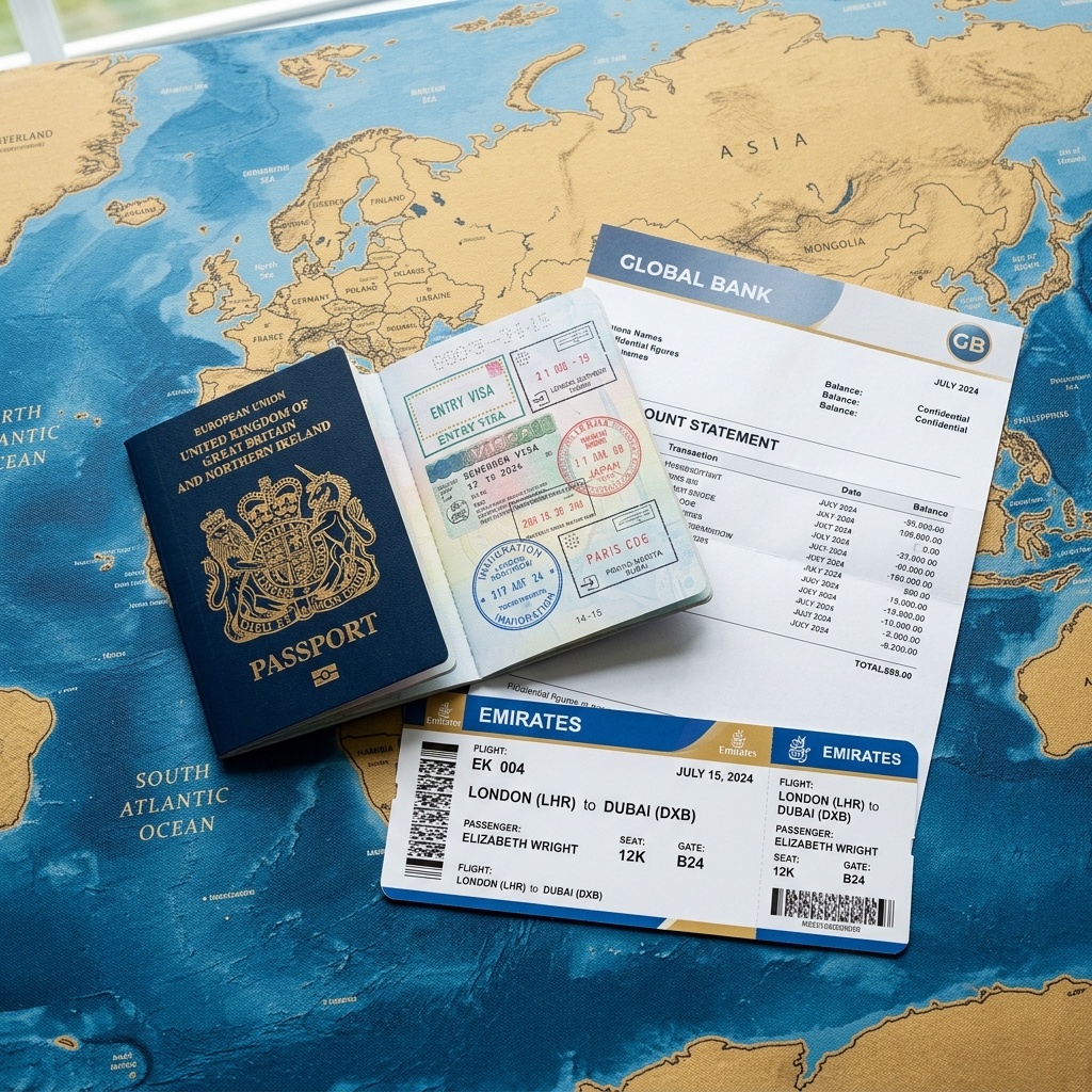 Bank statement requirements for visa applications showing minimum balance and formatting guidelines